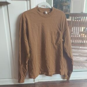 Los Angeles Apparel Brown Long Sleeve Tee Crew Neck